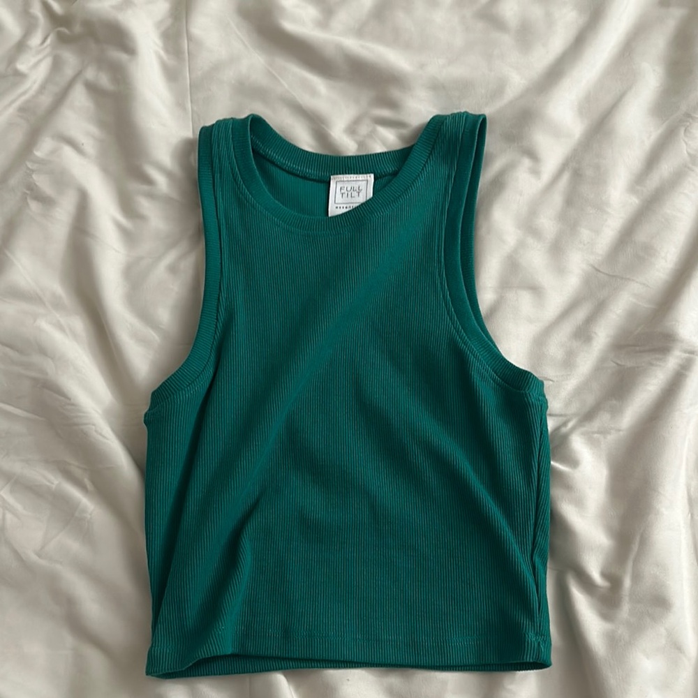 Green plain tank top